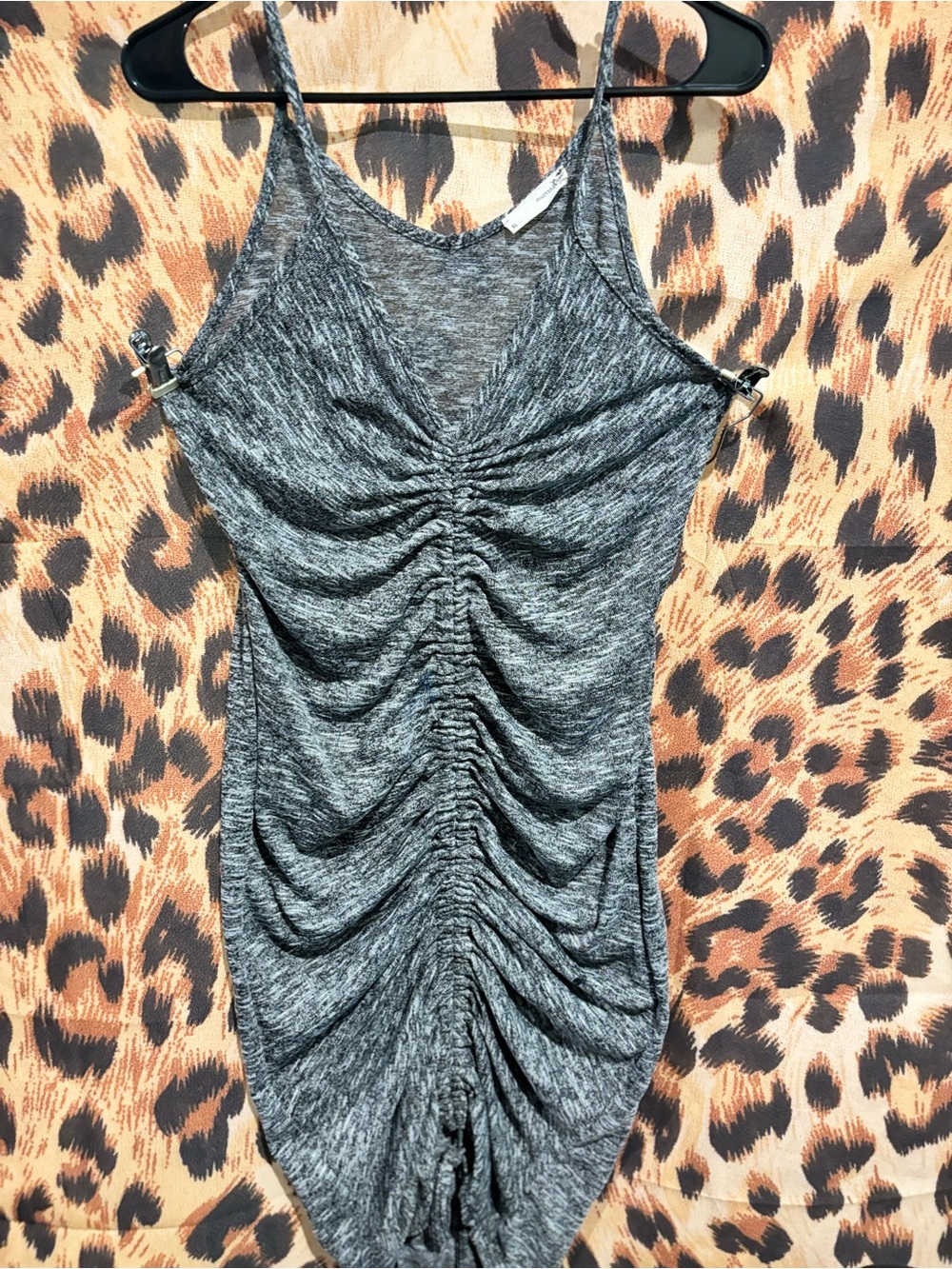 Ruched Gray Sleeveless Camisole Dress